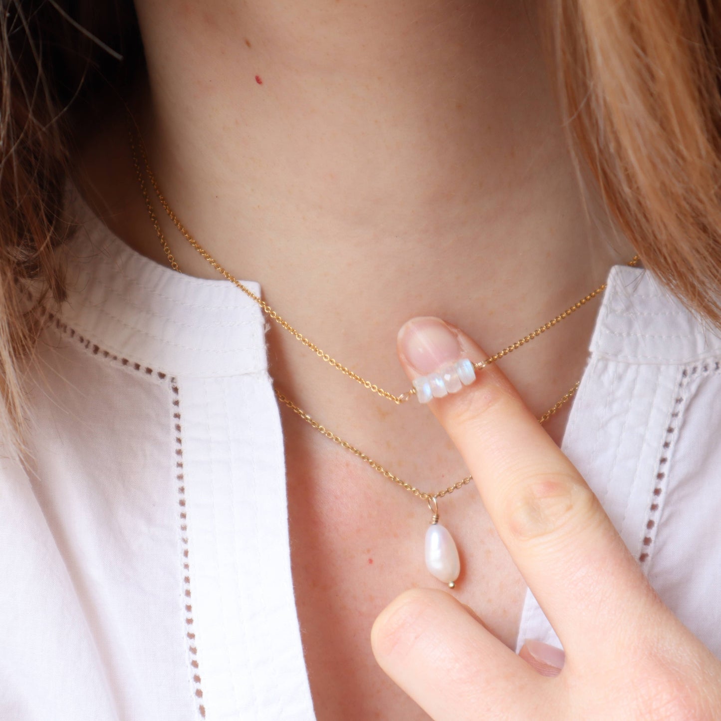 Java Regenbogen-Mondstein Kette