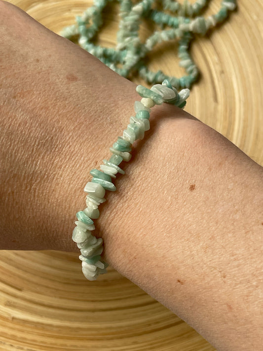 Mini Chips Amazonit Armband