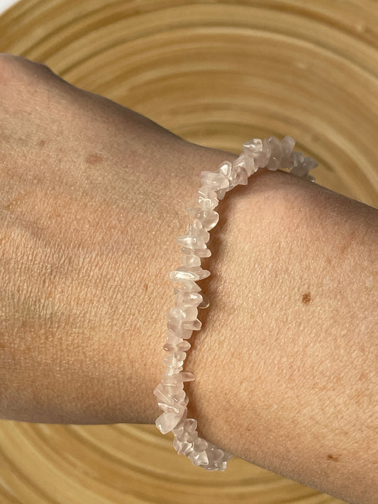 Mini Chips Rosenquarz Armband